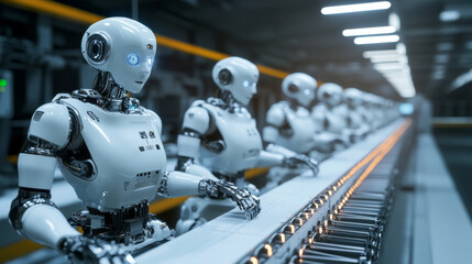 Fototapeta premium Advanced robotic systems performing repetitive tasks in an automated factory