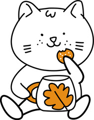 Cat eating cookie
