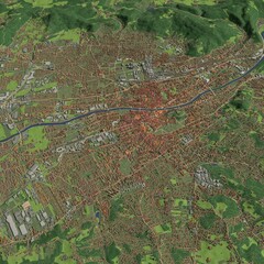 3D illustration of city and urban in Graz Austria