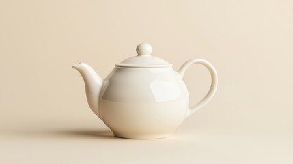 A white tea pot sits on a white background