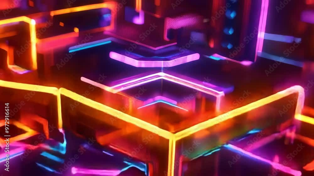 Canvas Prints glass neon cubes forming an abstract composition