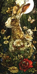 Rabbit In Flowers