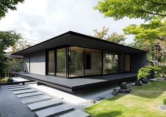 Modern Japanese House with a Concrete Exterior and a Minimalist Design