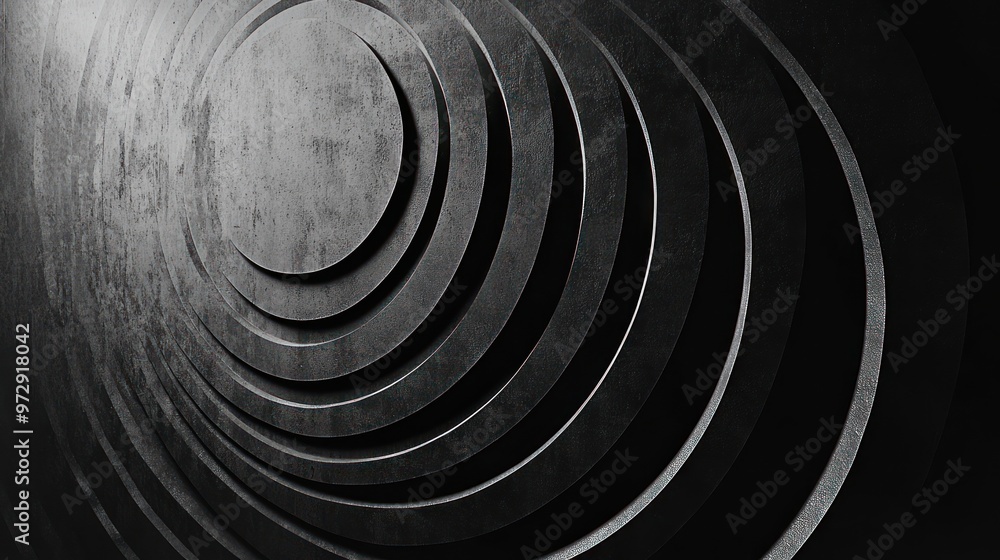 Aufkleber a minimalist artwork with a series of concentric circles and ellipses in black and white, creating a