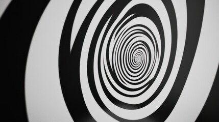 A minimalist artwork with a series of concentric circles and ellipses in black and white, creating a mesmerizing optical illusion