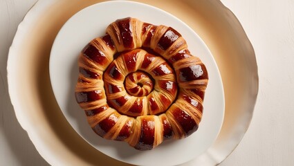 Golden Glazed Croissant Spiral