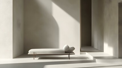 Fototapeta premium Minimalist Interior Design with White Sofa and Sunlight