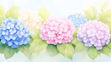 A beautiful arrangement of hydrangea flowers in pastel colors, perfect for spring decor and floral design inspiration.