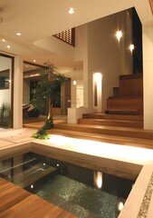 Modern Home with Pool and Steps Design