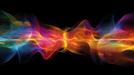 Obraz premium Abstract digital art of electromagnetic wave patterns, using vivid colors to represent different wavelengths and intensities