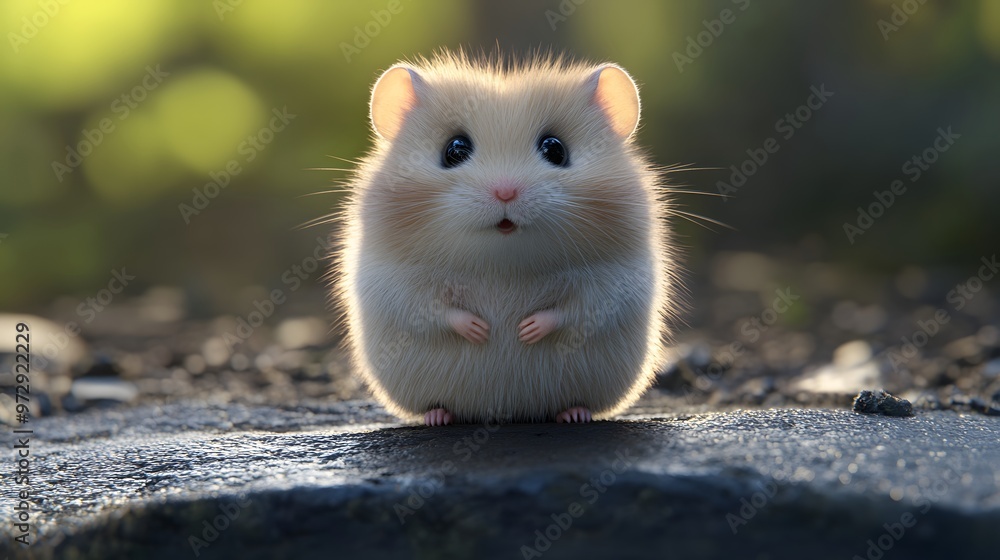 Poster 15. **3d render of a tiny hamster with round cheeks and a fluffy coat