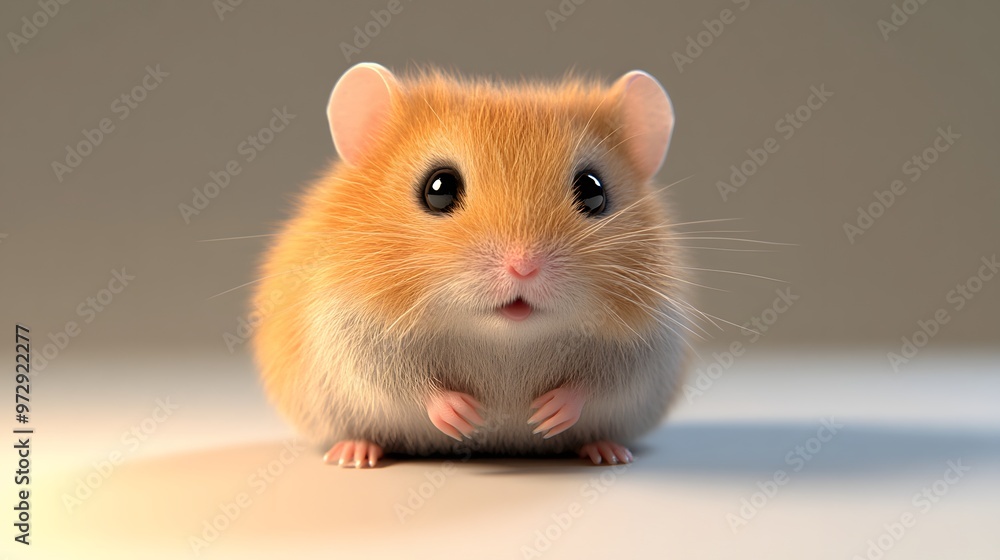 Aufkleber 15. **3d render of a tiny hamster with round cheeks and a fluffy coat