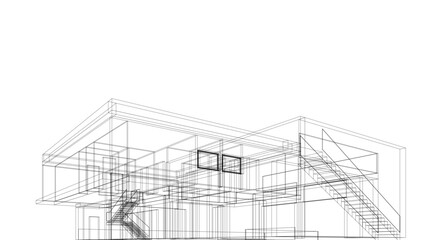 Building sketch architectural 3d illustration