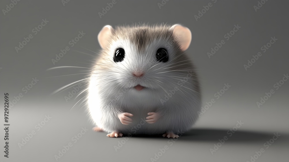 Poster 15. **3d render of a tiny hamster with round cheeks and a fluffy coat