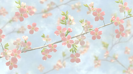 Fototapeta premium Delicate Pink Blossoms Swaying Gently in the Spring Breeze, Nature's Beauty Unfolds in Soft Pastel Hues