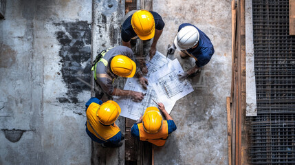 Labor force team collaborating on a large-scale construction project