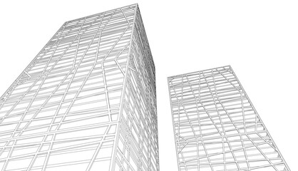 Building sketch architectural 3d illustration