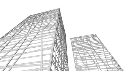 Building sketch architectural 3d illustration