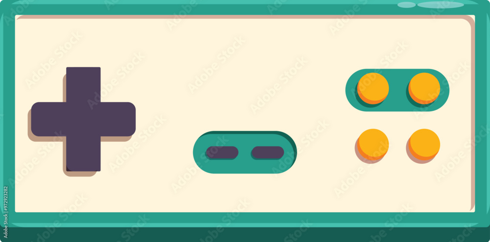 Poster retro game controller featuring directional pad and action buttons, bringing back memories of classi