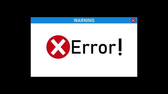 Error zoom in 4k resolution animation video. failure screen window background video. software crash error screen.