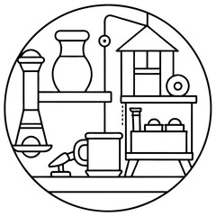 craft workshop outline coloring book page line art drawing