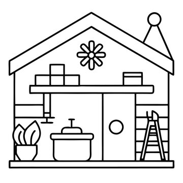 recommend clip art: craft workshop outline coloring book page line art drawing