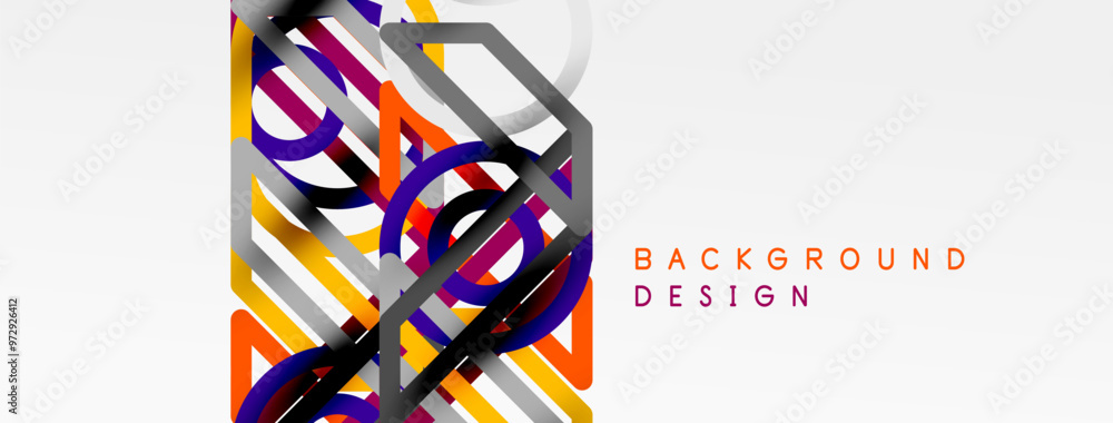 Poster abstract background - colorful circle lines technology or business digital template