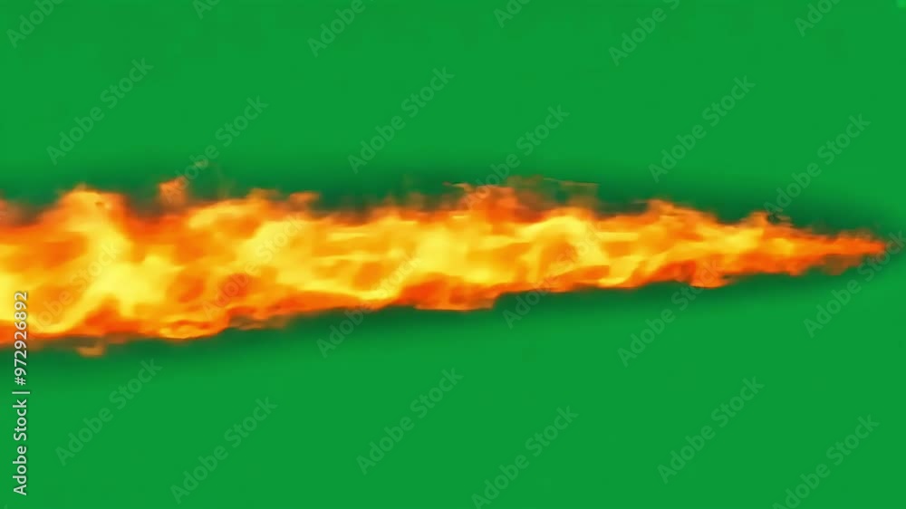 Poster fireball moving rapidly from left to right against a green screen background. perfect for fantasy or