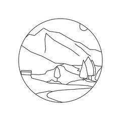 Countryside Forest Vector Illustration With White Background