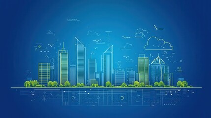 Climate adaptation strategies featuring nature-based solutions in sustainable urban planning efforts, focus on urban resilience theme futuristic Composite smart city backdrop
