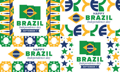 Brazil Independence Day. Happy national holiday. Freedom day. Celebrate annual in September 7. Brazil flag. Patriotic brazilian design. Poster, card, banner, template, background. Vector illustration