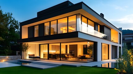 Fototapeta premium Modern House With Pool and Garden