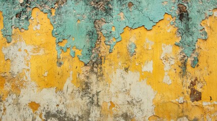 Aging Wall with Mold and Peeling Paint Texture for Restoration and Decay Concept.