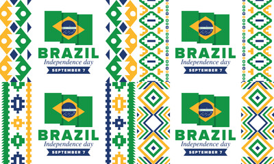 Brazil Independence Day. Happy national holiday. Freedom day. Celebrate annual in September 7. Brazil flag. Patriotic brazilian design. Poster, card, banner, template, background. Vector illustration