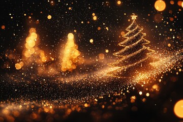 Obraz premium Sparkling Christmas tree with magical lighting effect