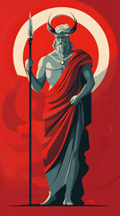 Obraz premium Greek god flat illustration, Hades, the god of the dead and the king of the underworld
