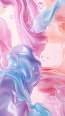 Fluid shapes, pastel colors, floating in the air, high resolution, detailed