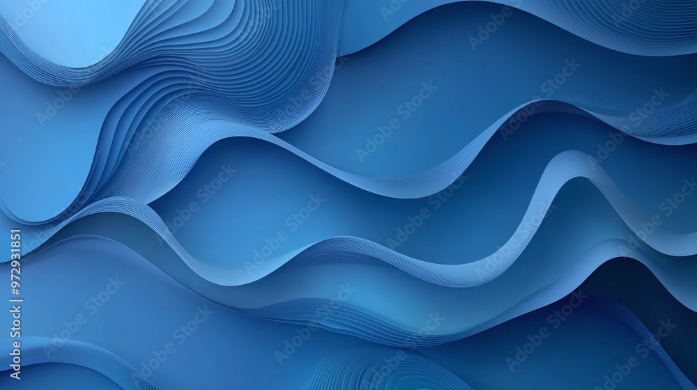 Poster sleek wavy gradient design in blue, creating an abstract background suitable for headers, posters, a