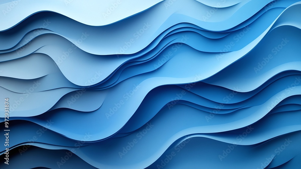 Poster eye-catching abstract blue gradient background with smooth waves, perfect for enhancing headers and 