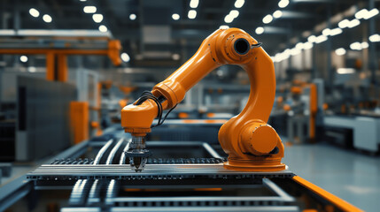 Fototapeta premium Digital transformation in manufacturing with advanced robotics and IoT