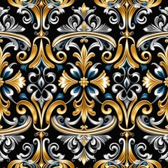 A geometric design featuring metallic colors on a dark surface