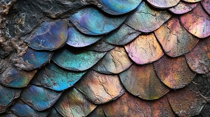 Fototapeta premium Iridescent Scales with Texture and Cracks