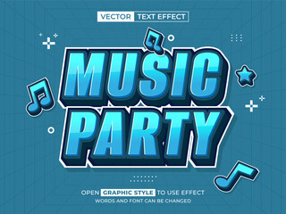 music party editable text, font effect, 3d text for title