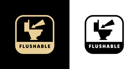Flushable - vector label for wet wipes or toilet paper labeling.
