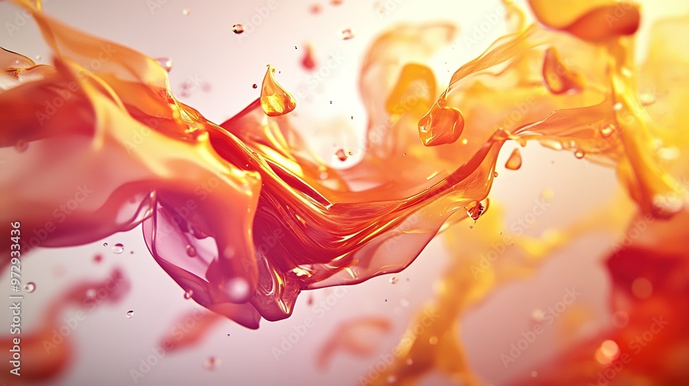 Poster a vibrant spectrum of orange and red liquid swirling gracefully in a dynamic display of movement and