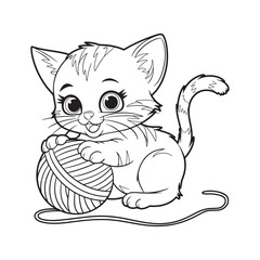 Vector cat line art coloring page