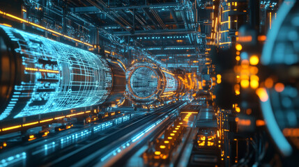 Fototapeta premium Digital twins representing physical assets in a manufacturing environment