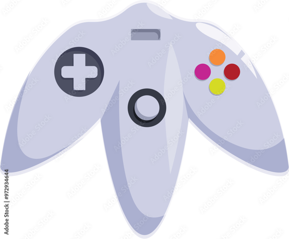Poster gray gamepad with buttons for playing video games, isolated on white background