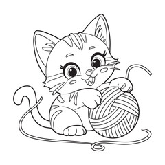 Vector cat line art coloring page