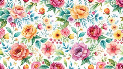 Seamless watercolor floral pattern with delicate flowers, watercolor, seamless, floral, pattern, flowers, elegant, delicate